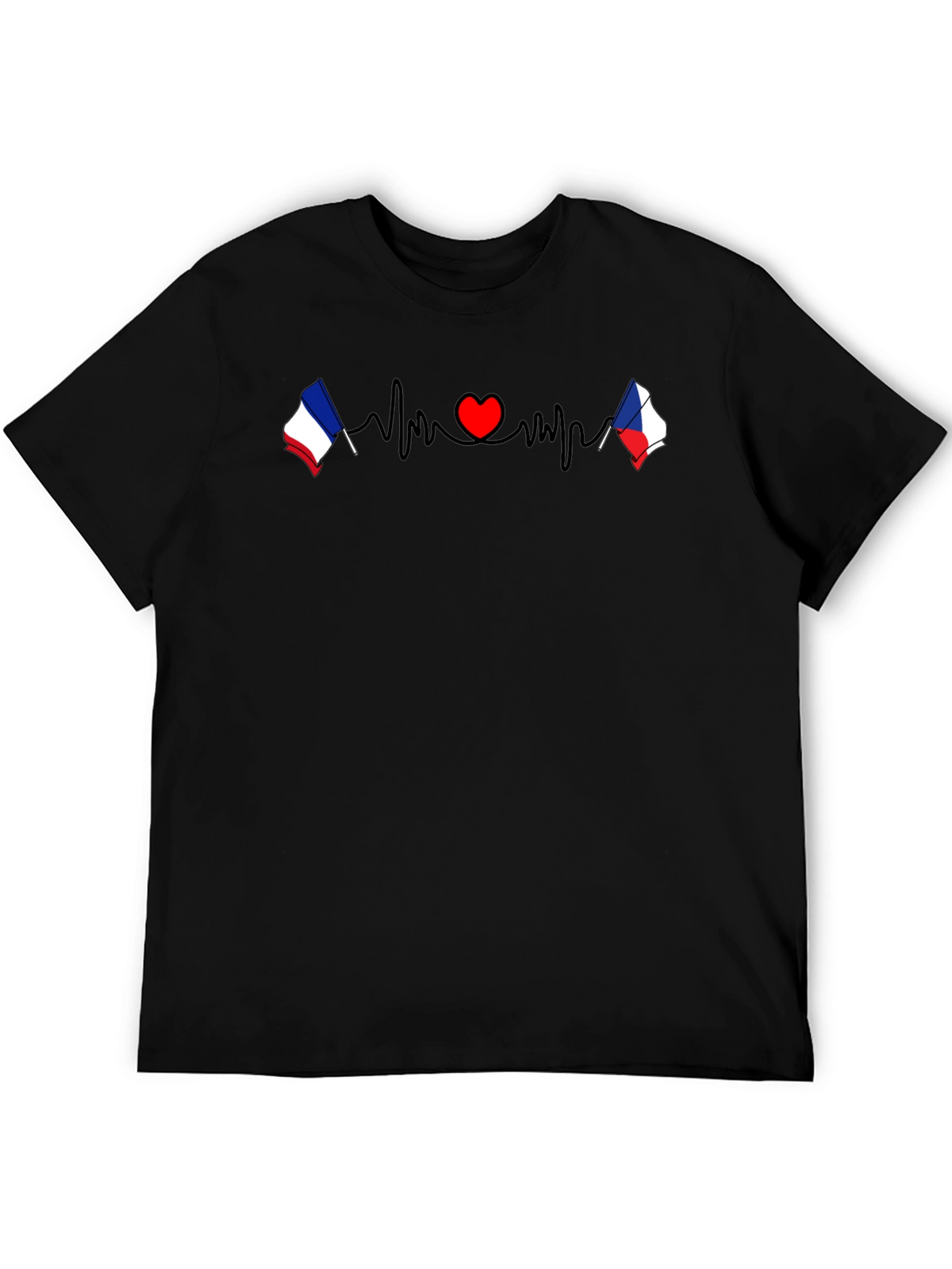 Love France Czech Flag Heartbeat T-Shirt
