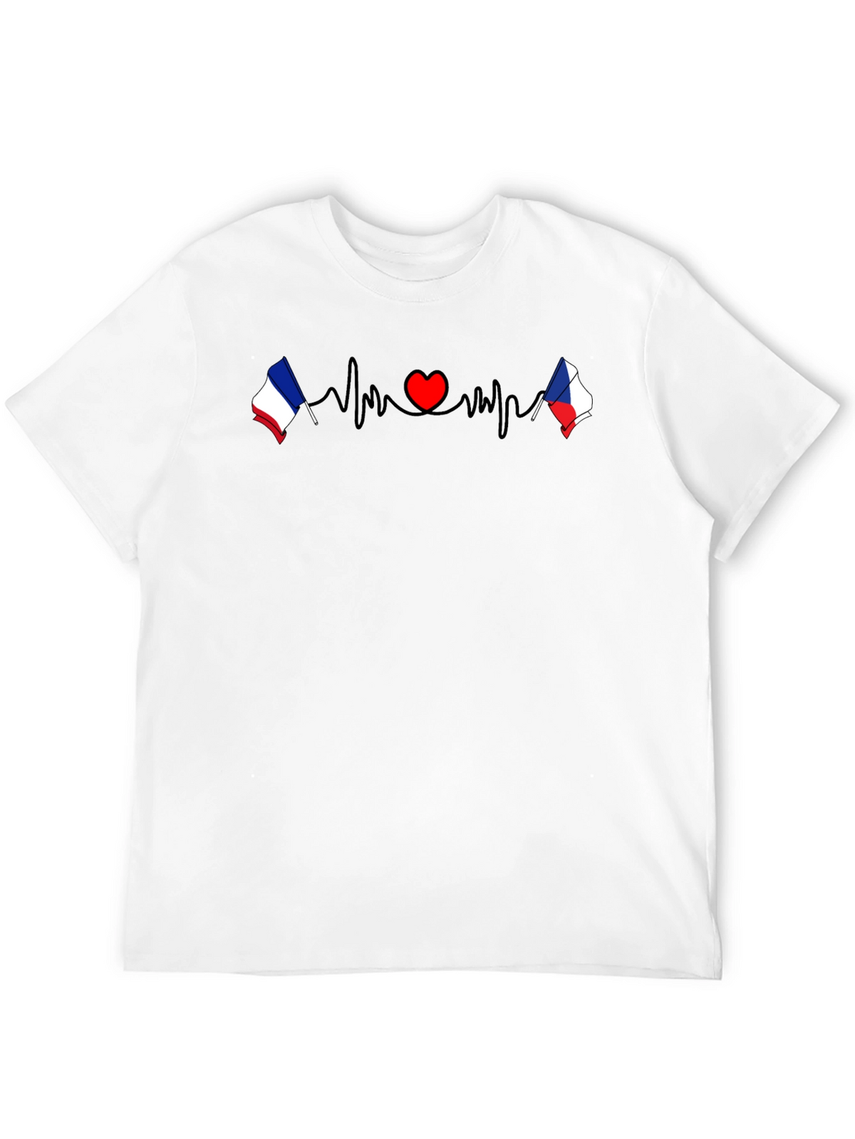 Love France Czech Flag Heartbeat T-Shirt