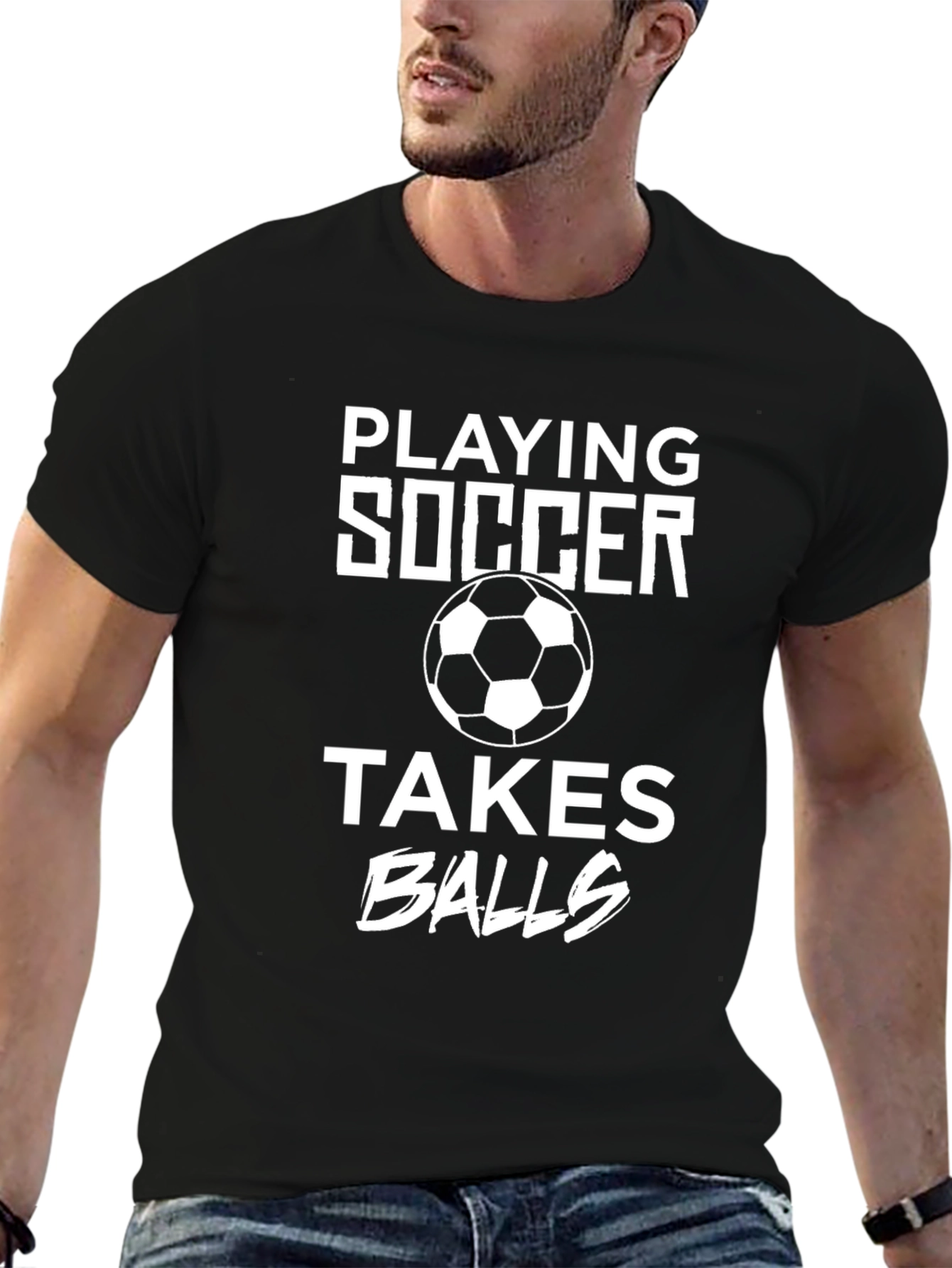 Soccer Balls Graphic Black T-Shirt