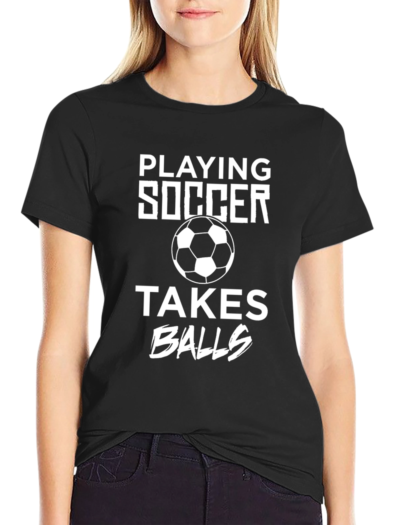 Soccer Balls Graphic Black T-Shirt