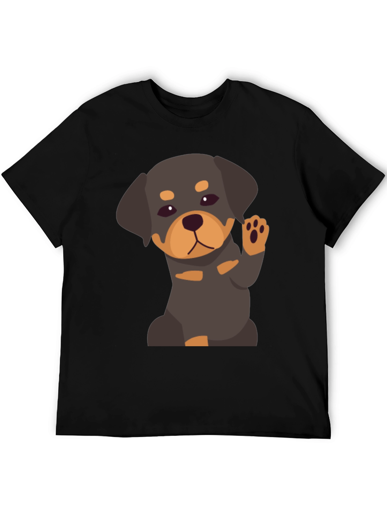 Cute Rottweiler Puppy Graphic Tee - Black