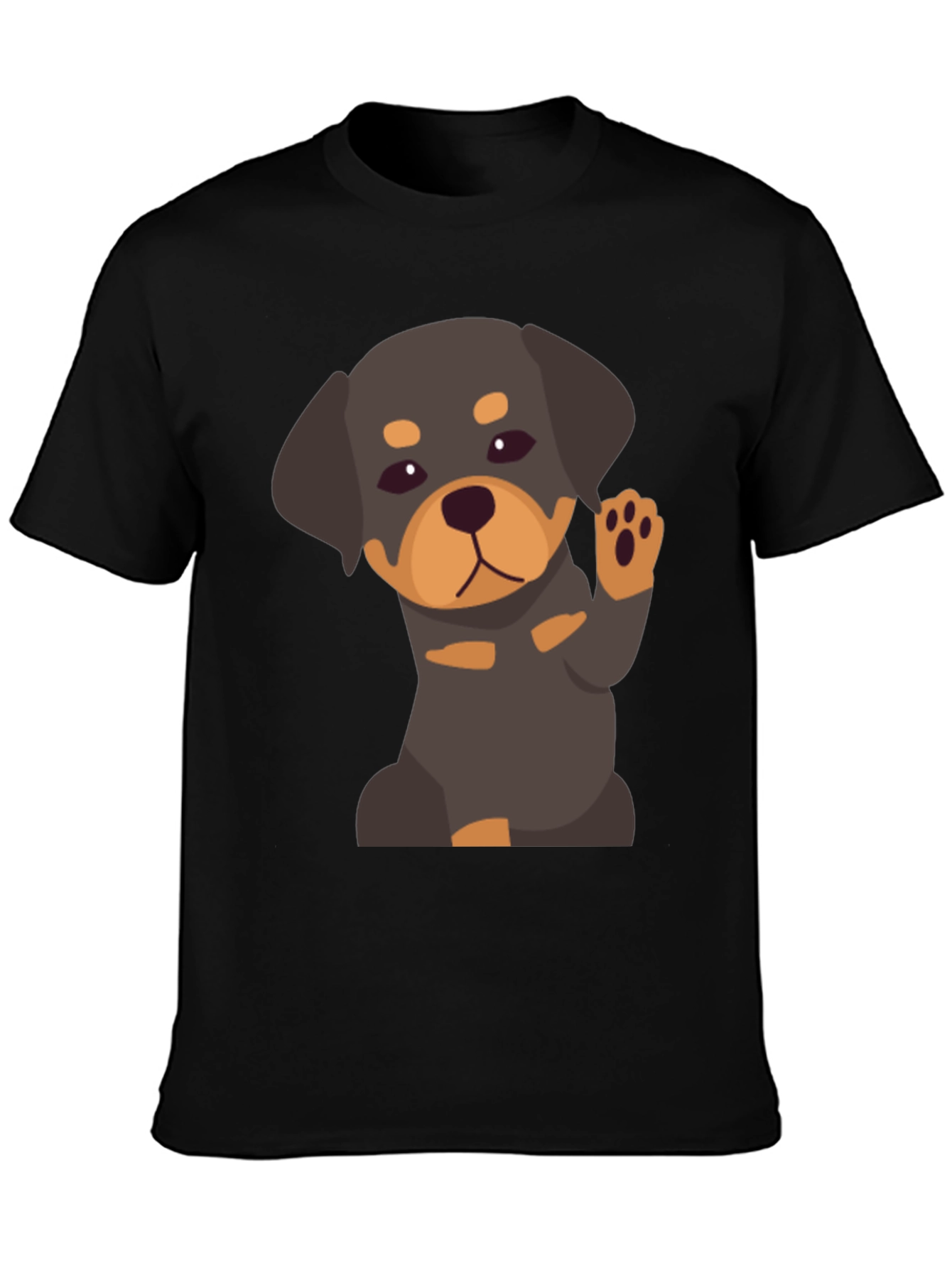 Cute Rottweiler Puppy Graphic Tee - Black