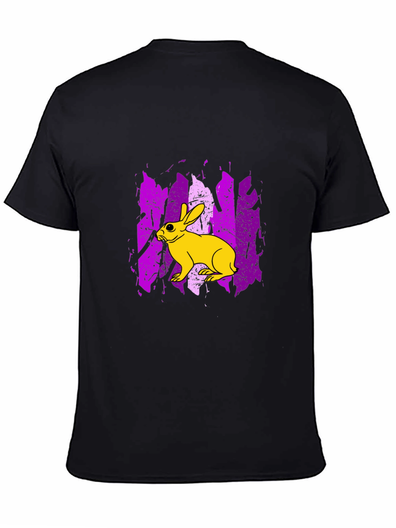 Rabbit Graphic Print Tee - Trendy Black T-Shirt