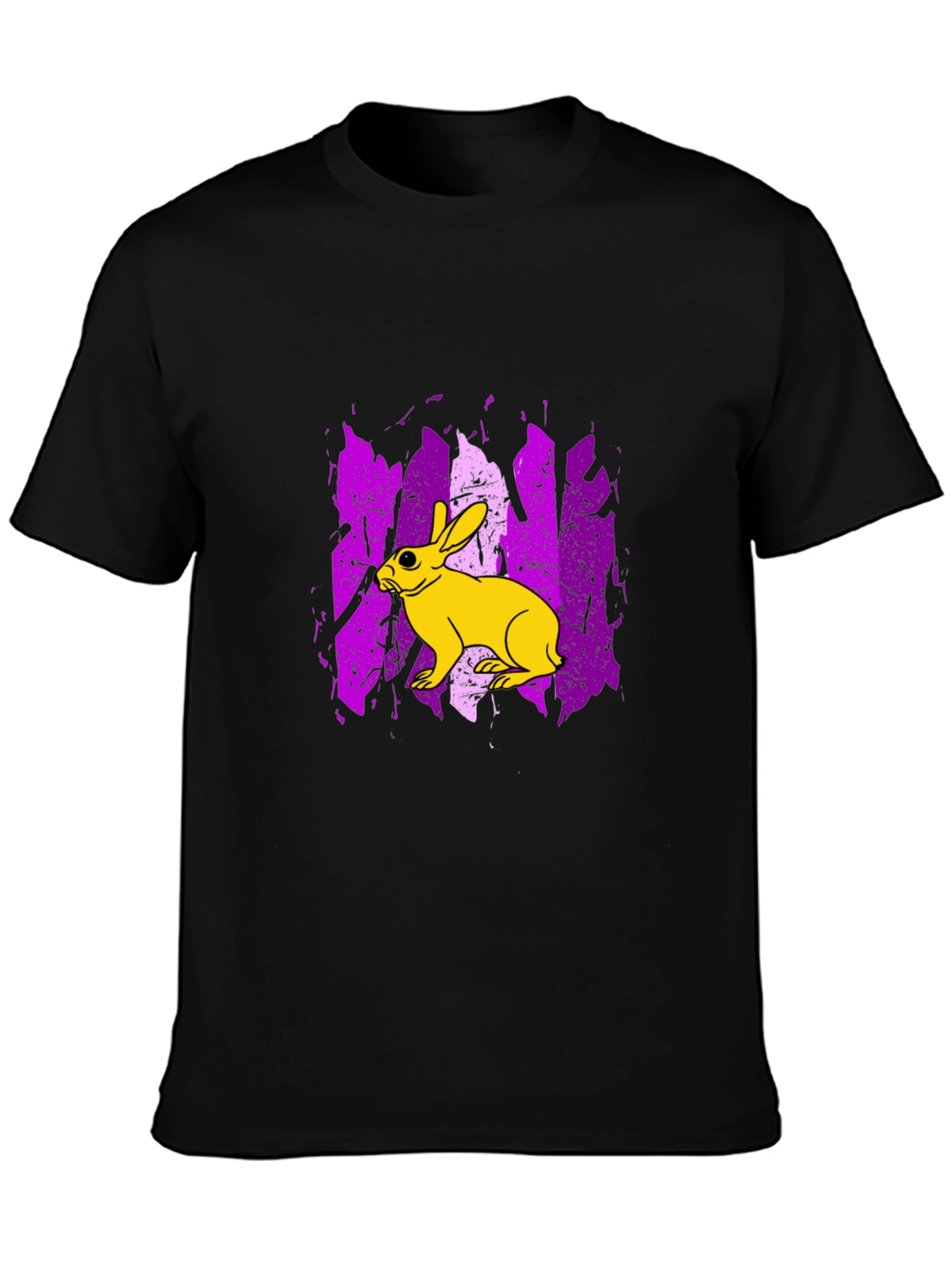 Rabbit Graphic Print Tee - Trendy Black T-Shirt
