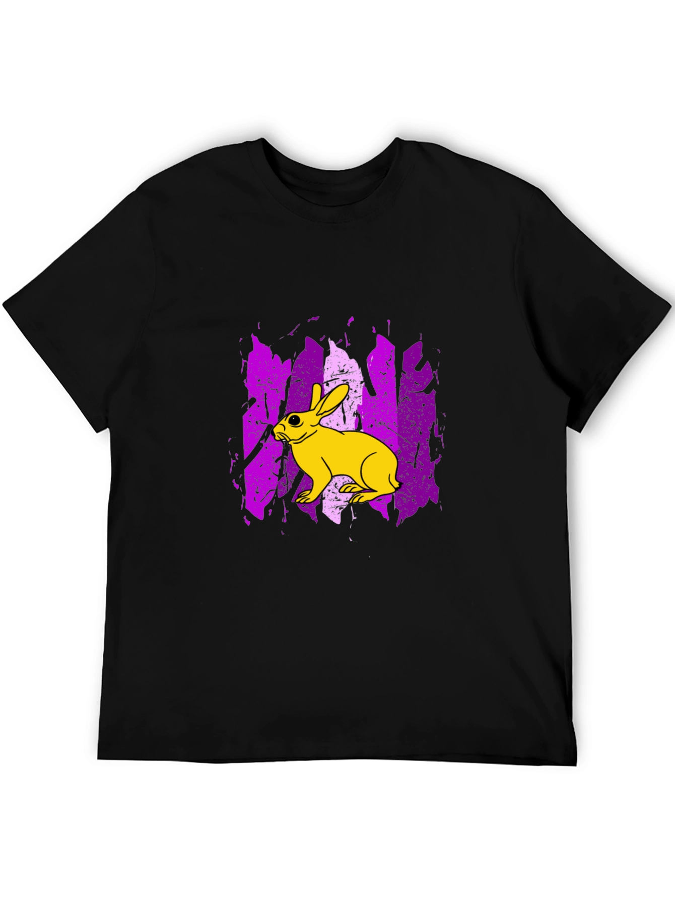 Rabbit Graphic Print Tee - Trendy Black T-Shirt