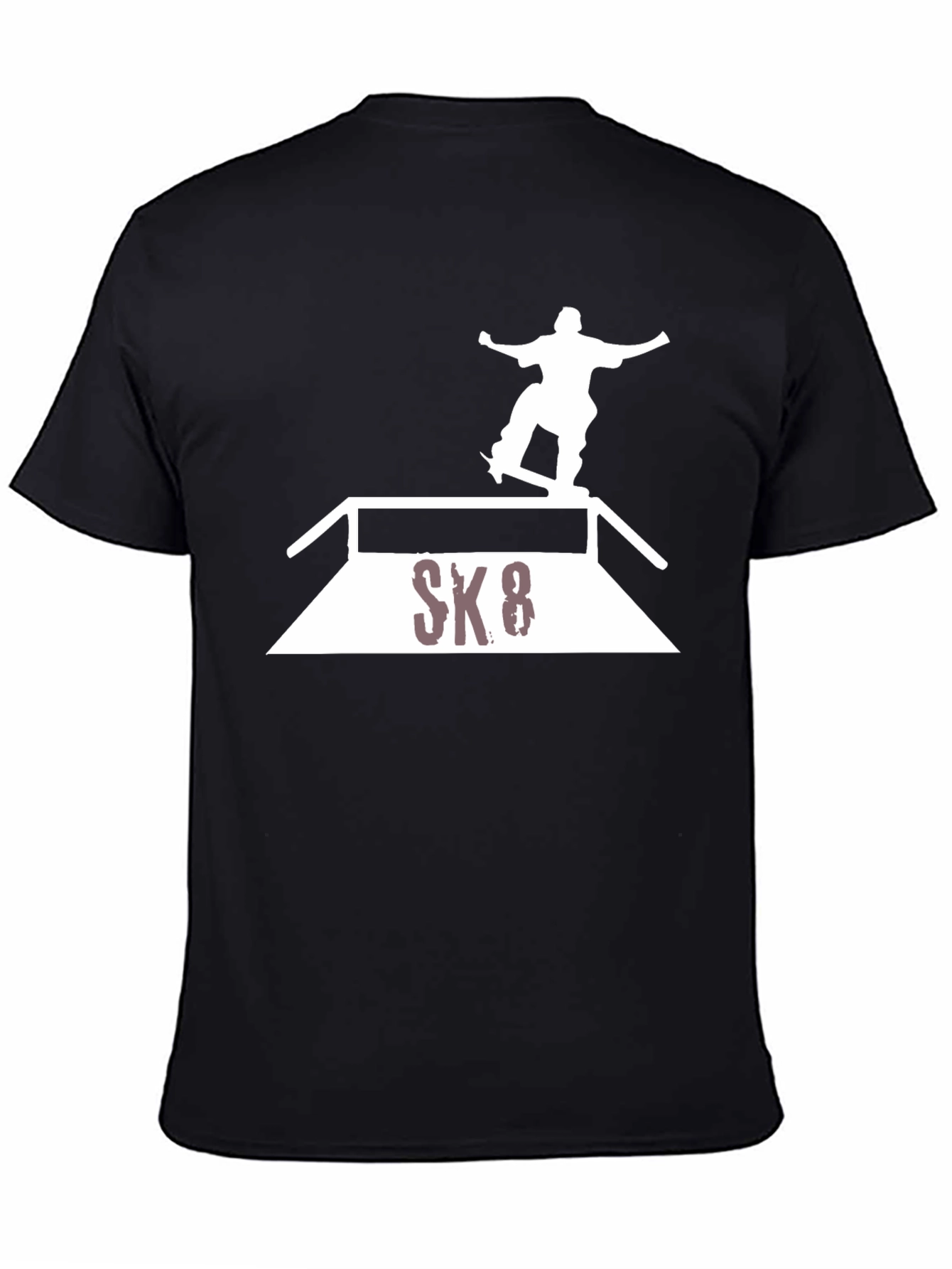 Skateboarding Graphic Tee - Black Cotton Blend