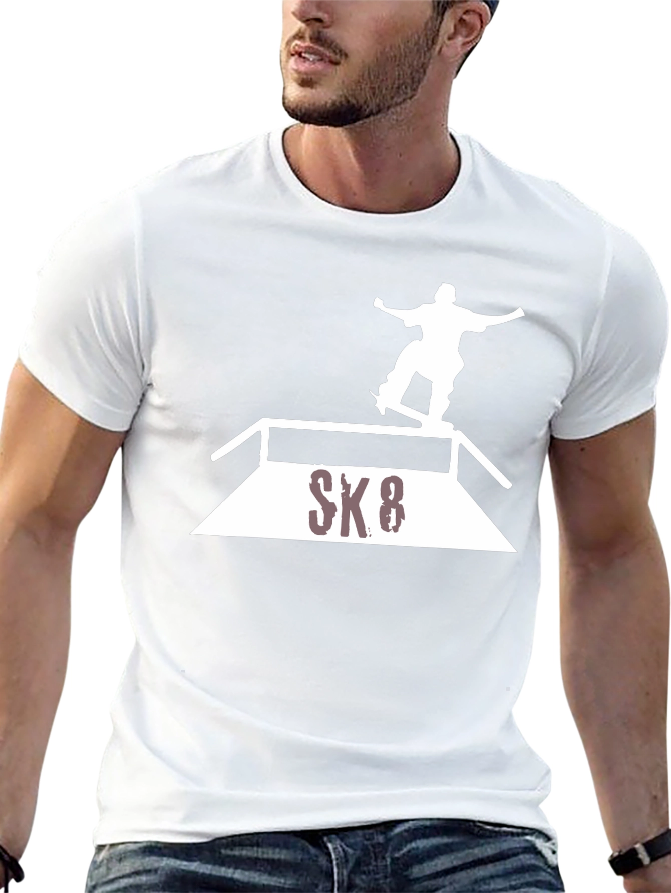 Skateboarding Graphic Tee - Black Cotton Blend
