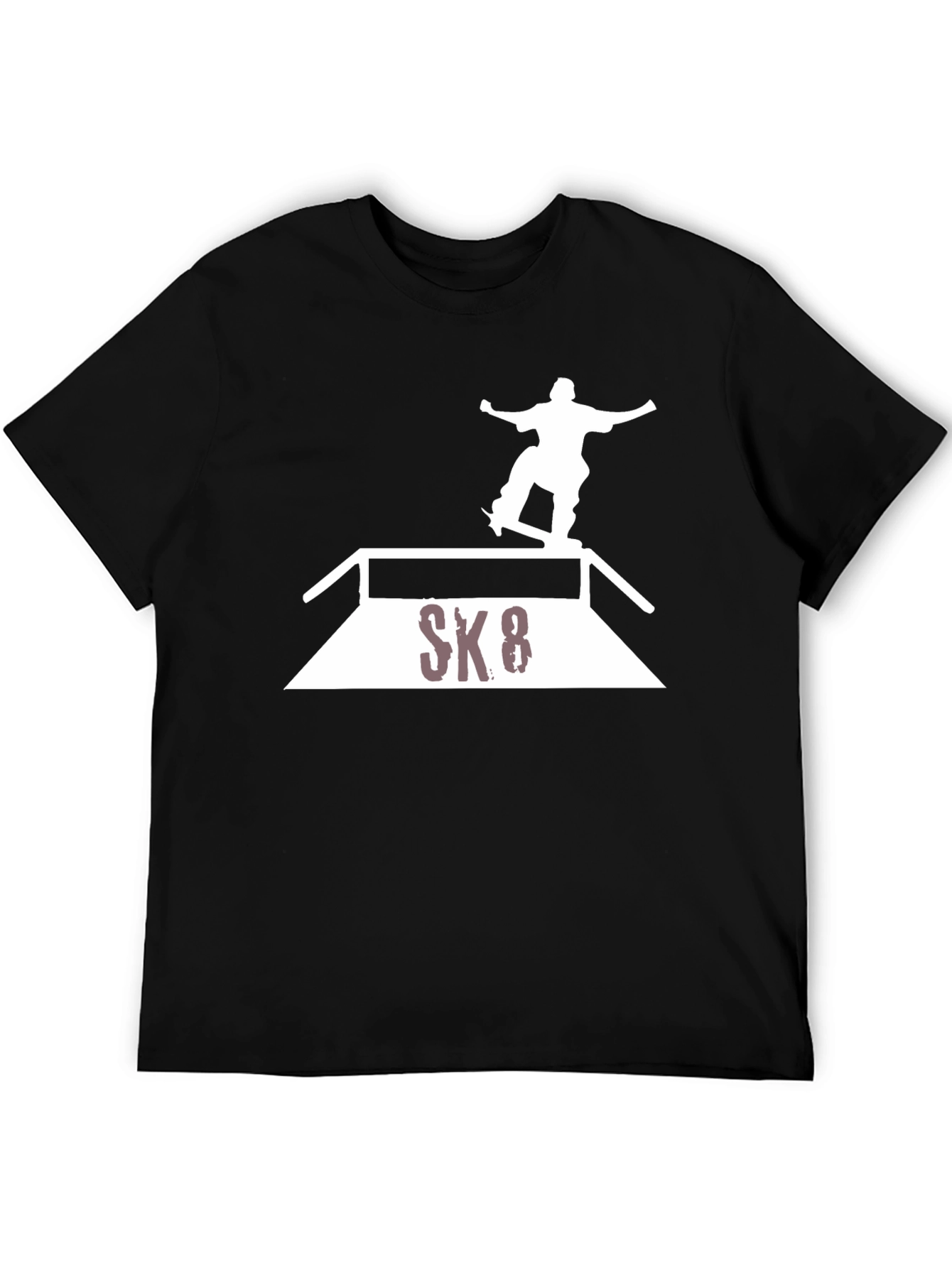 Skateboarding Graphic Tee - Black Cotton Blend