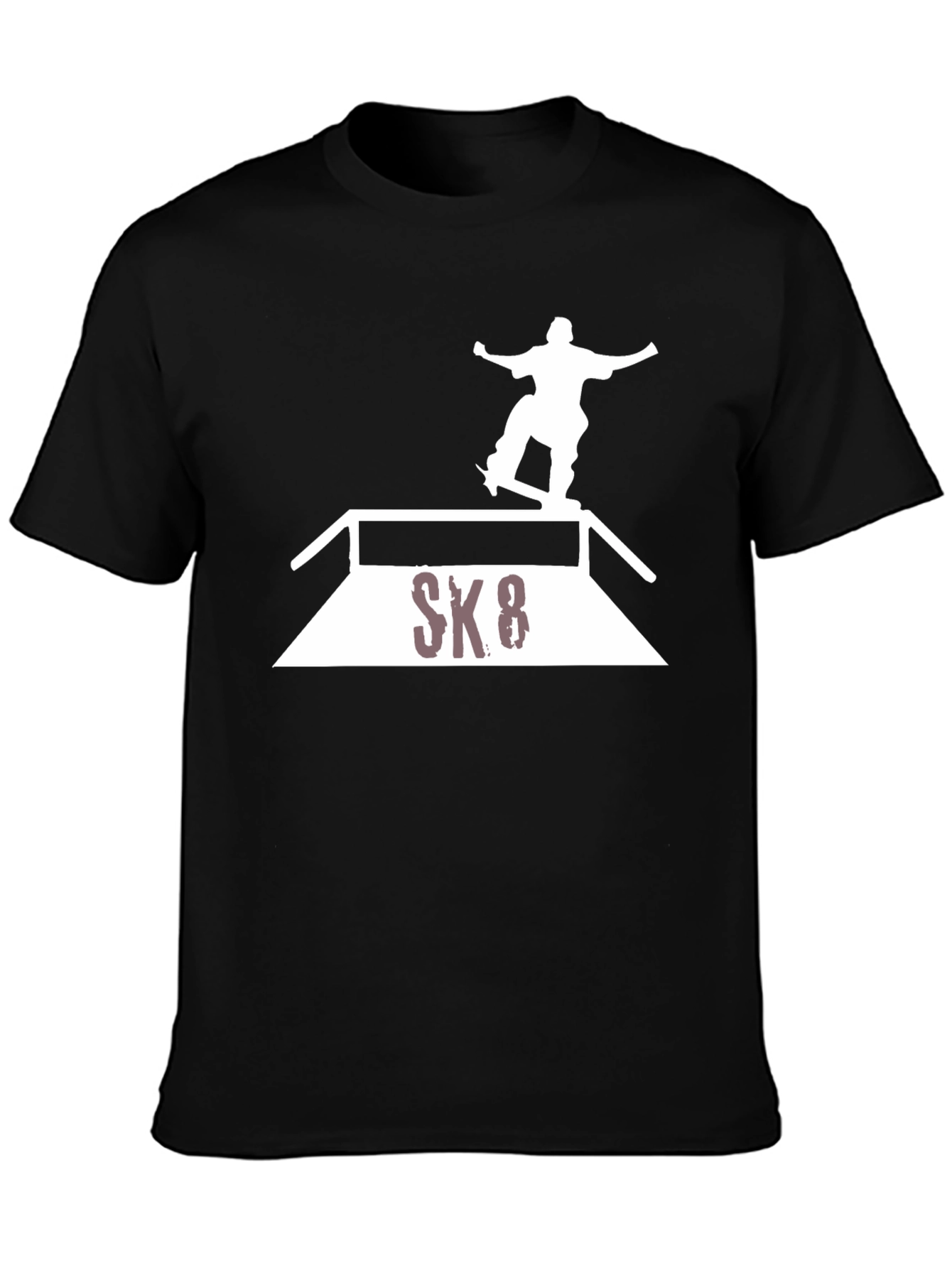 Skateboarding Graphic Tee - Black Cotton Blend