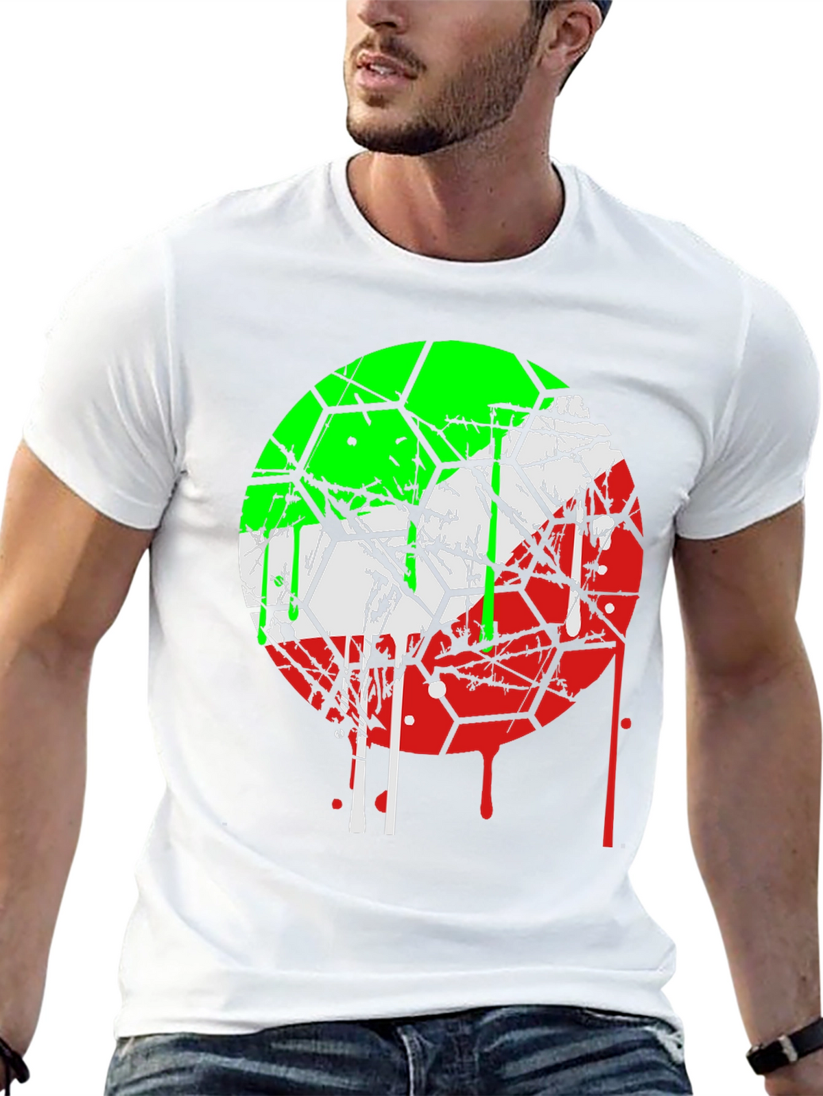 Graphic Tee: Drip Hexagon Design