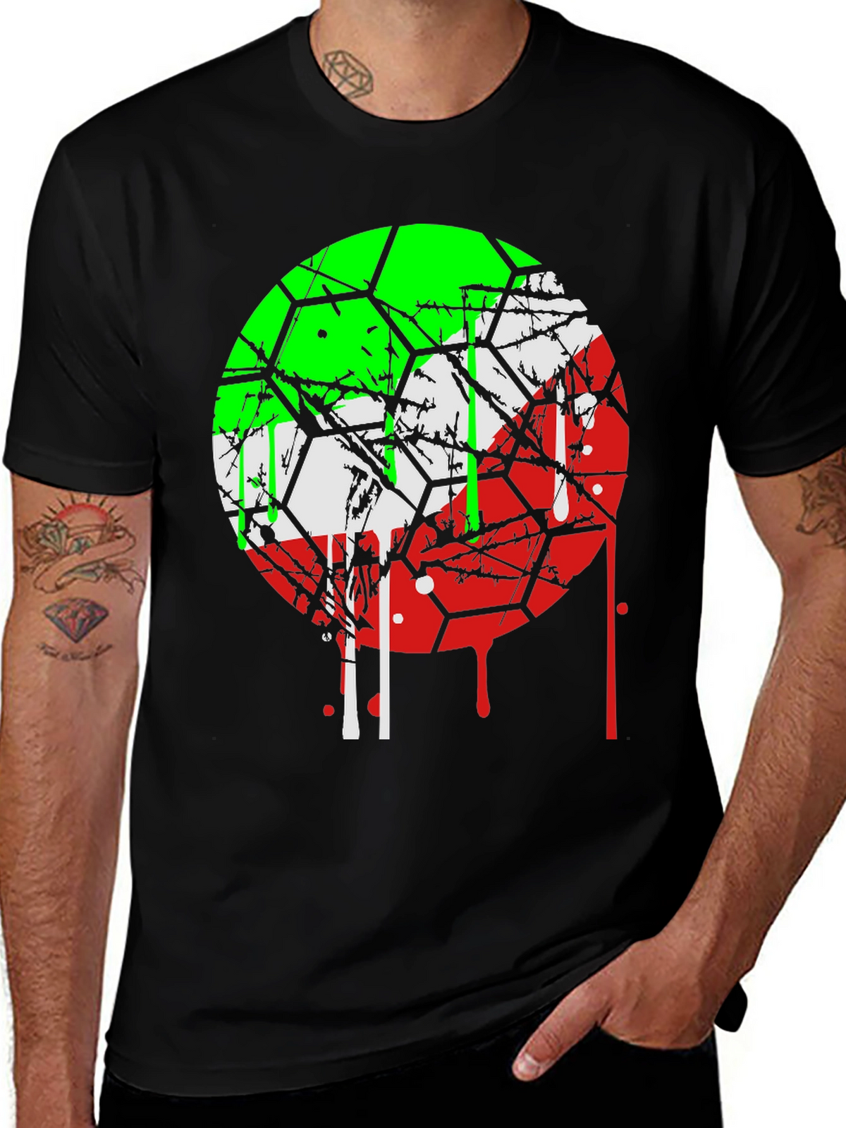 Graphic Tee: Drip Hexagon Design