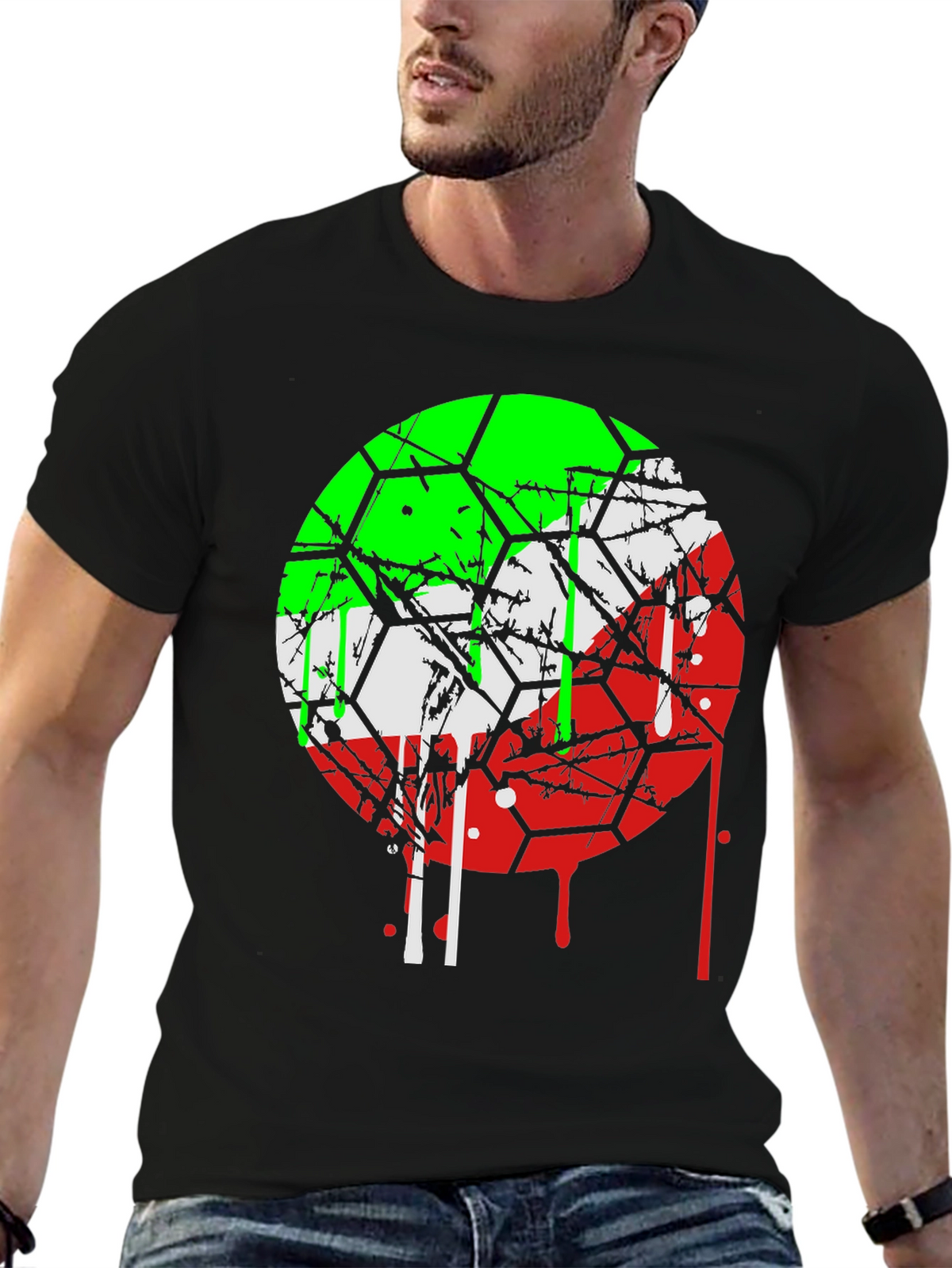 Graphic Tee: Drip Hexagon Design