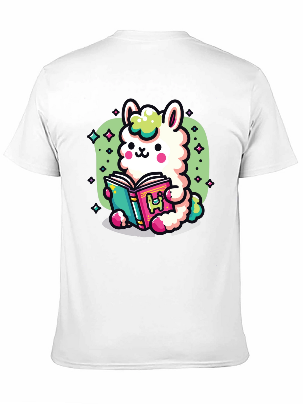 Kawaii Llama Reading T-Shirt - Unisex Black Tee
