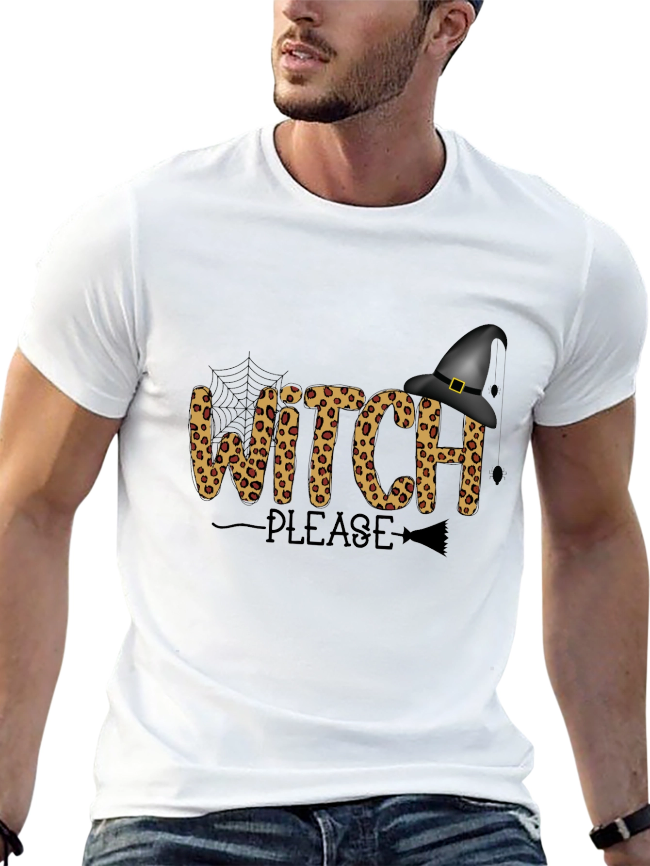 Witch Please Halloween T-Shirt - Leopard Print