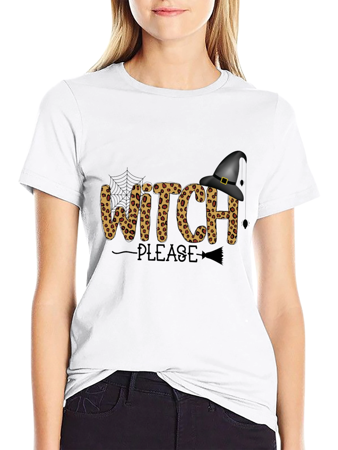 Witch Please Halloween T-Shirt - Leopard Print