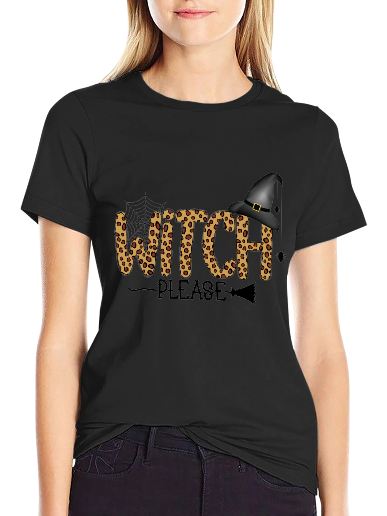Witch Please Halloween T-Shirt - Leopard Print