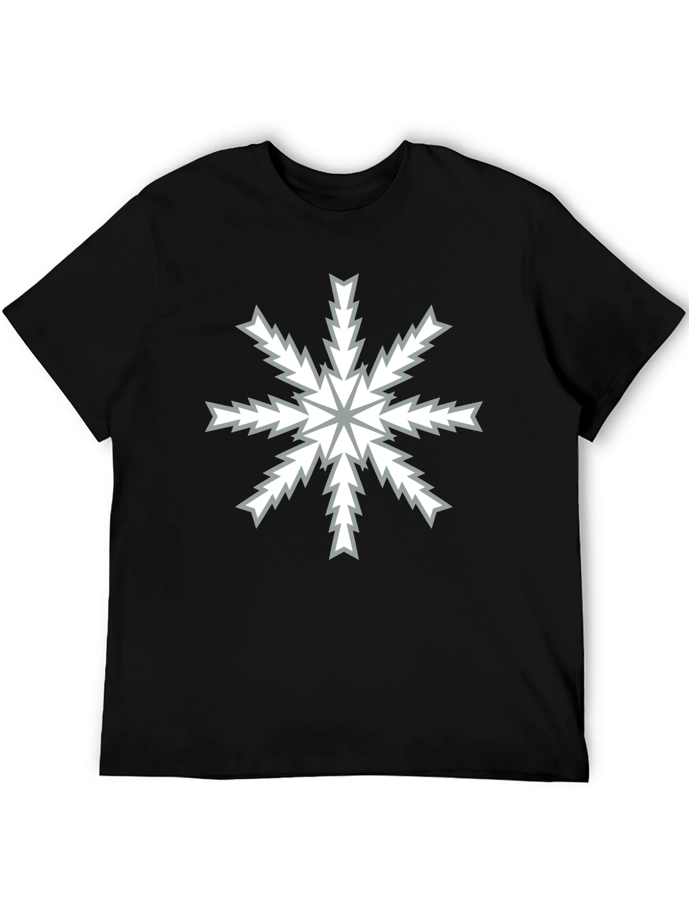 Abstract Snowflake Graphic Black T-Shirt