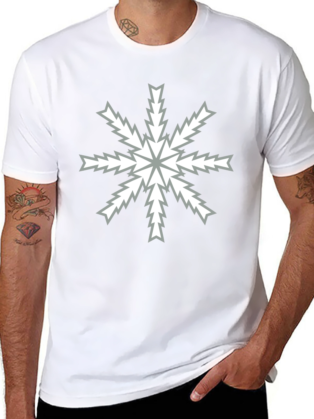 Abstract Snowflake Graphic Black T-Shirt