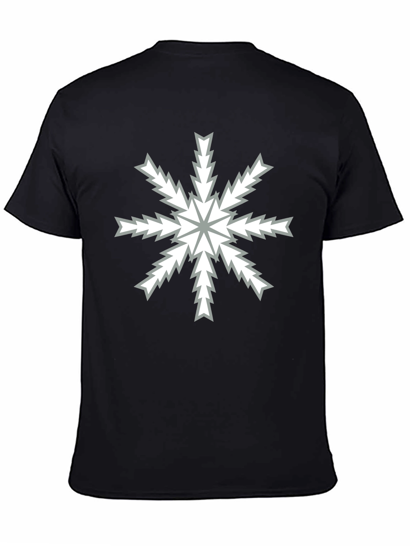 Abstract Snowflake Graphic Black T-Shirt