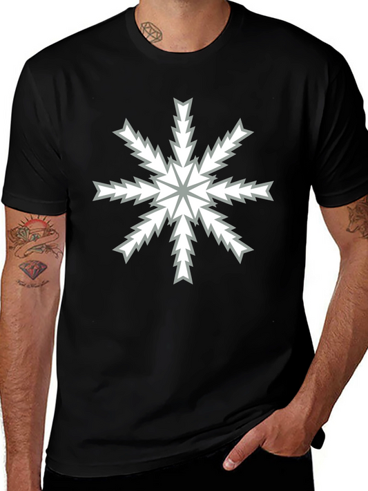 Abstract Snowflake Graphic Black T-Shirt