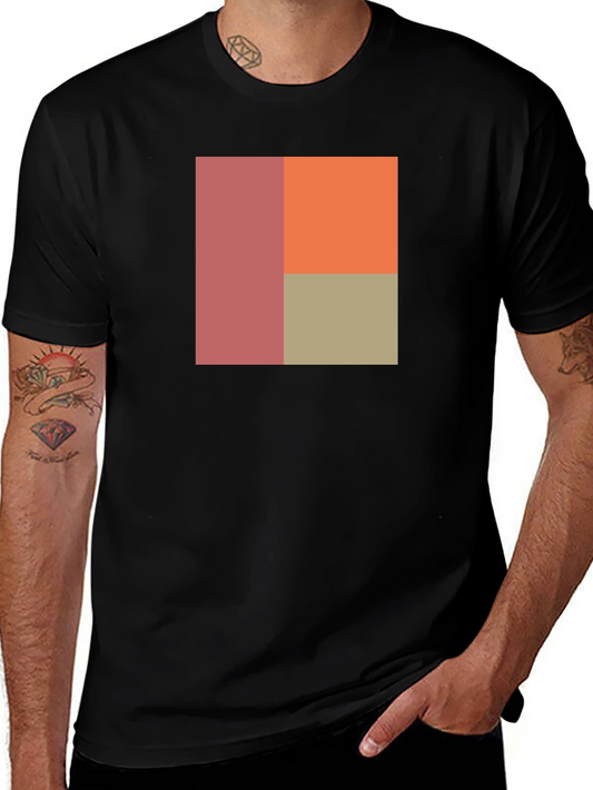 Abstract Color Block Graphic Print Black T-Shirt