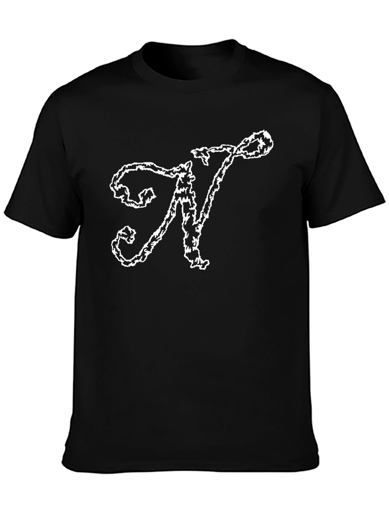 Elegant N Black T-Shirt - Stylish Initial Tee