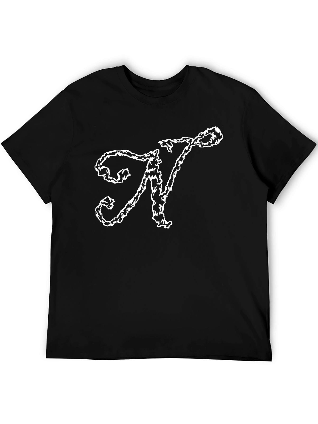 Elegant N Black T-Shirt - Stylish Initial Tee