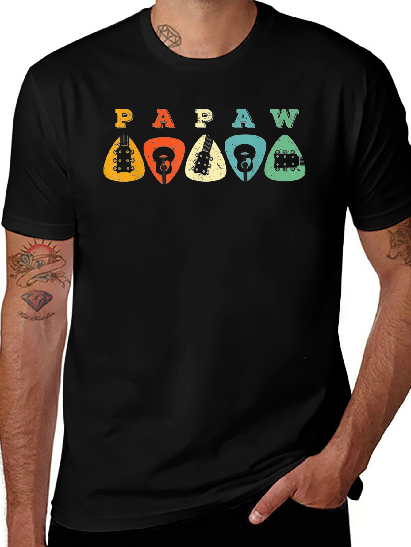 Retro PAPAW Guitar Pick T-Shirt
