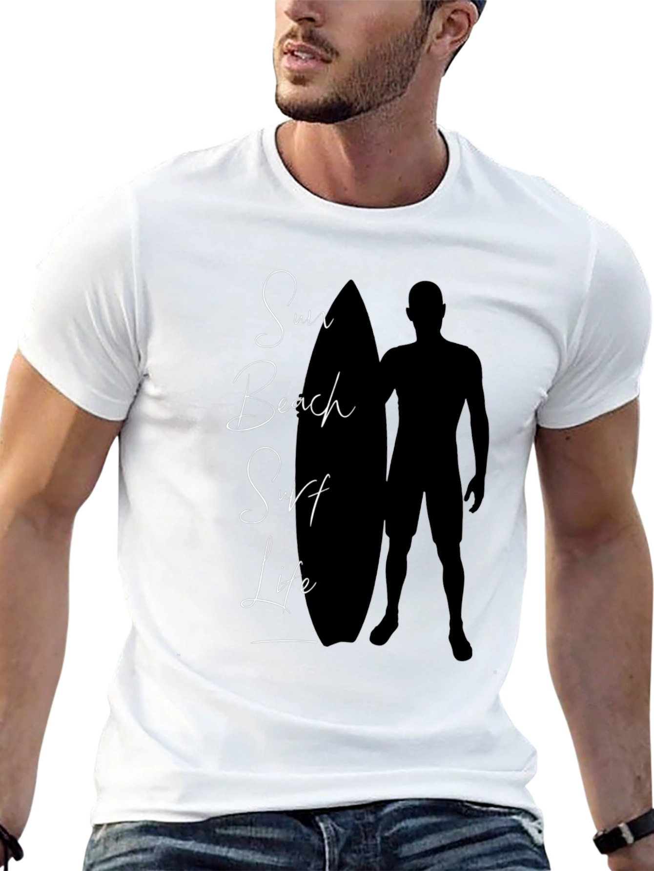 Sun Beach Surf Life Black Graphic Tee