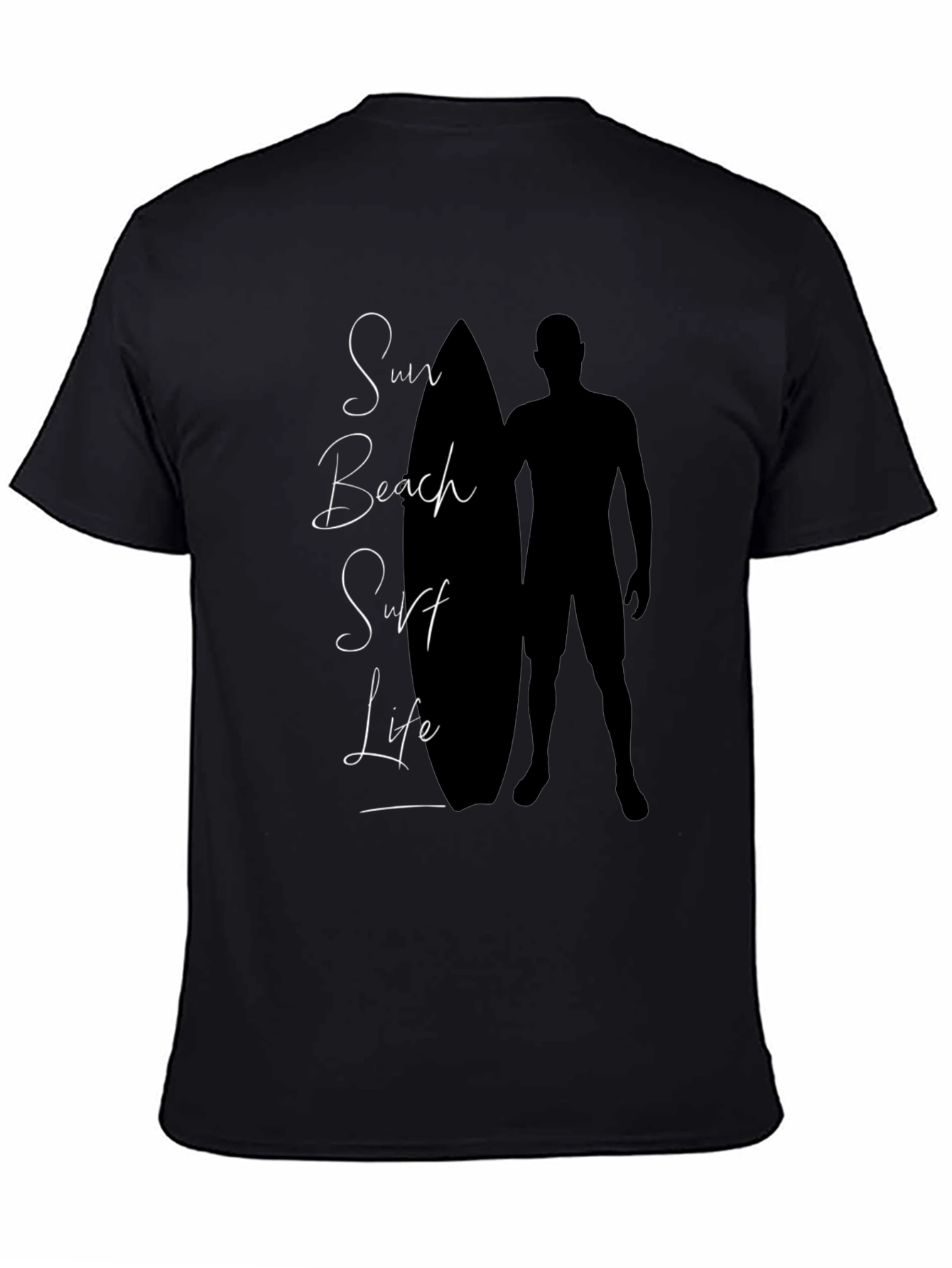 Sun Beach Surf Life Black Graphic Tee