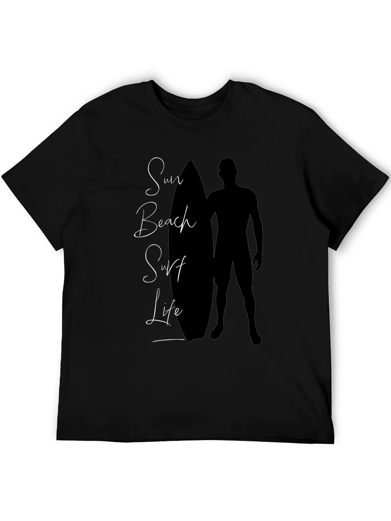 Sun Beach Surf Life Black Graphic Tee