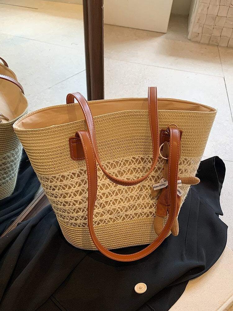 Trendy Summer Woven Basket Bag for Beach & Everyday Use