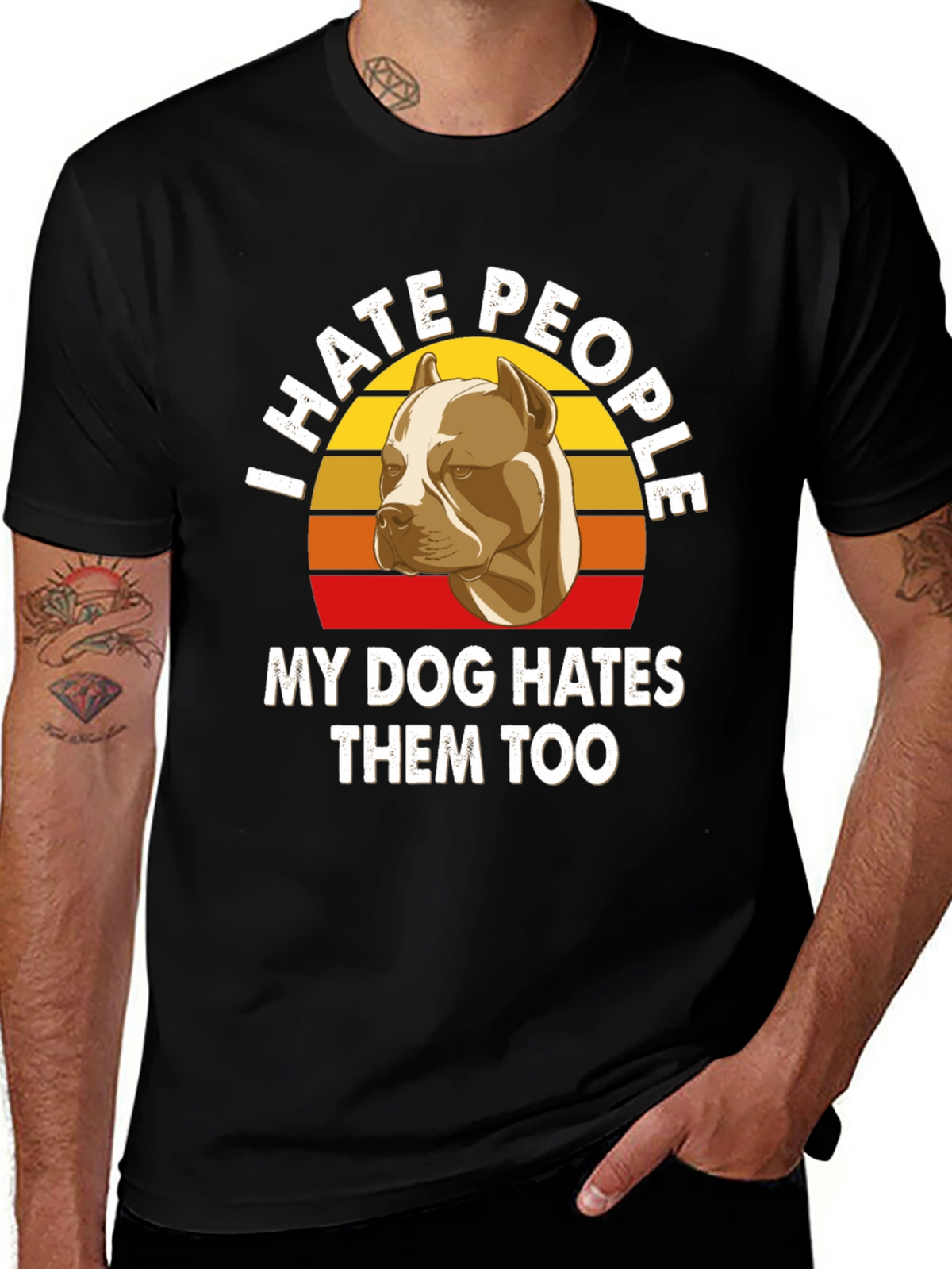 I Hate People Pitbull T-Shirt Funny Dog Lover Tee