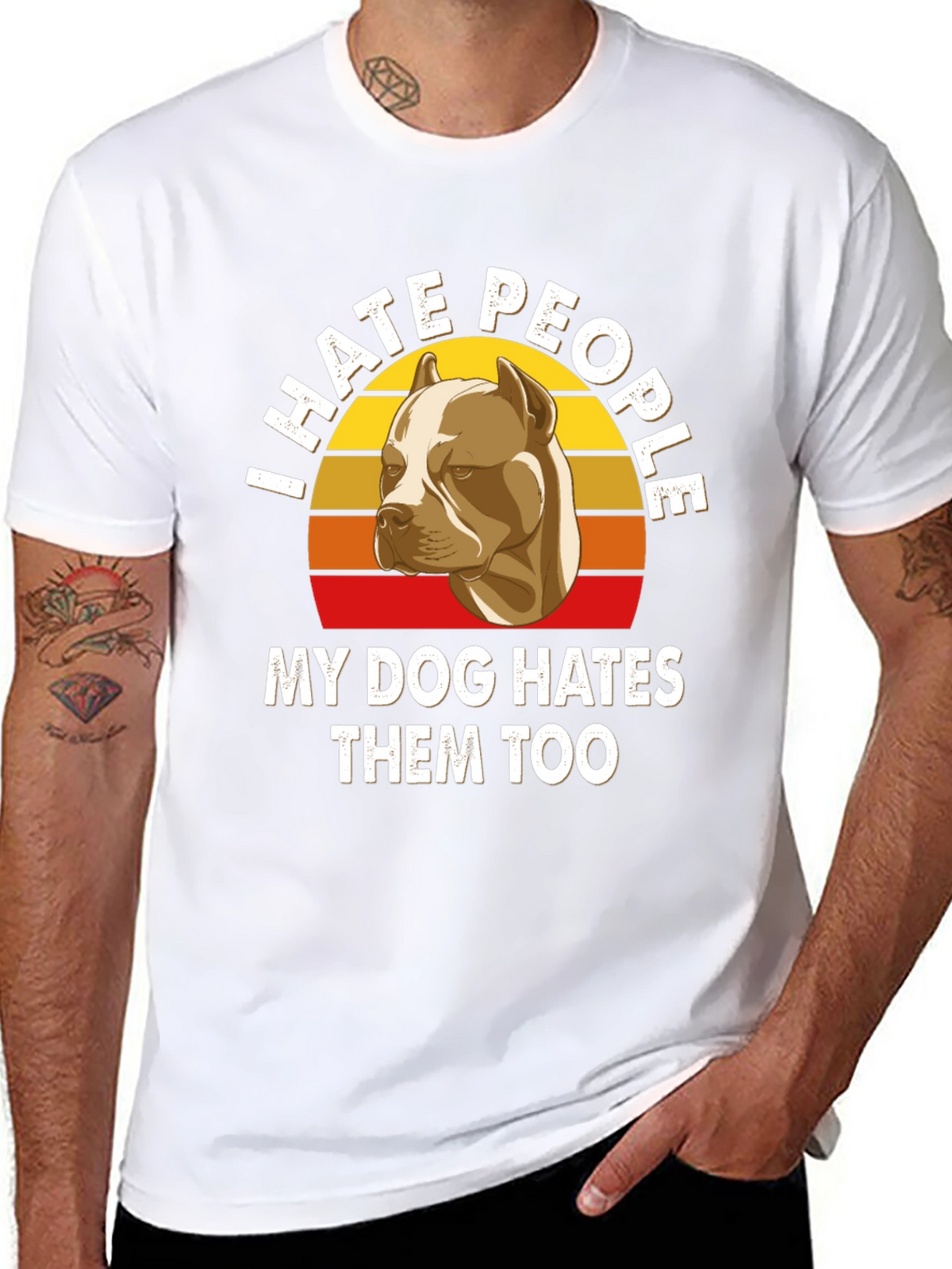I Hate People Pitbull T-Shirt Funny Dog Lover Tee