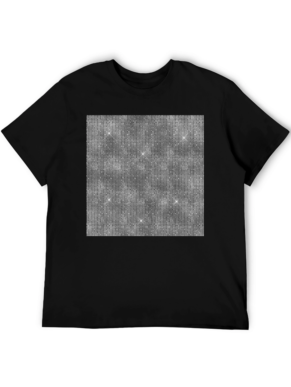 Glitter Grid Mens Black T-Shirt