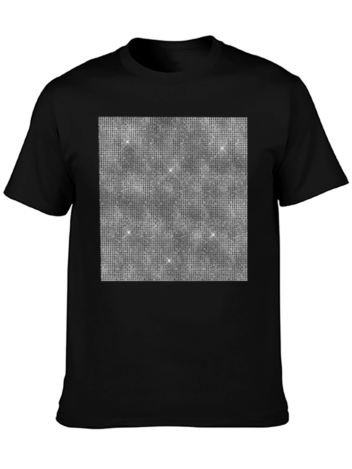 Glitter Grid Mens Black T-Shirt