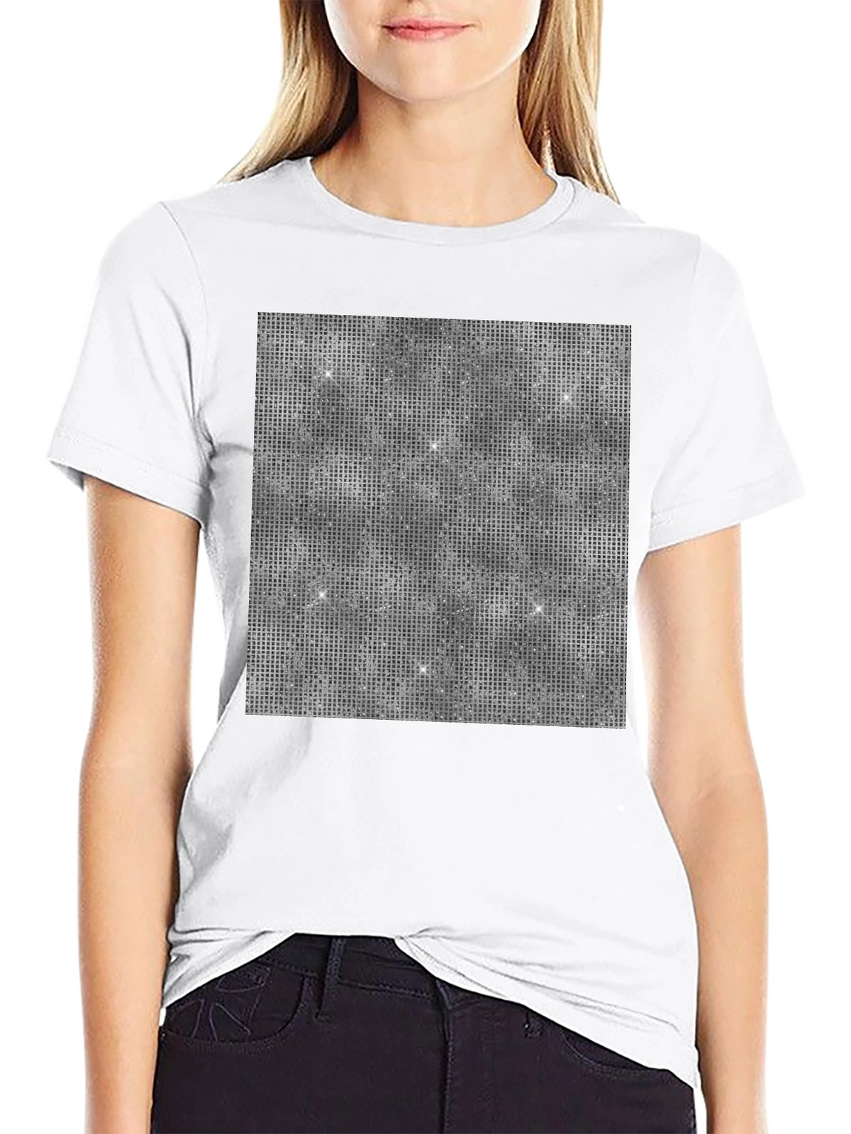 Glitter Grid Mens Black T-Shirt