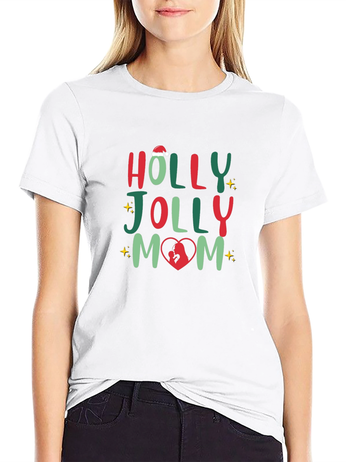 Holly Jolly Mom Christmas T-Shirt