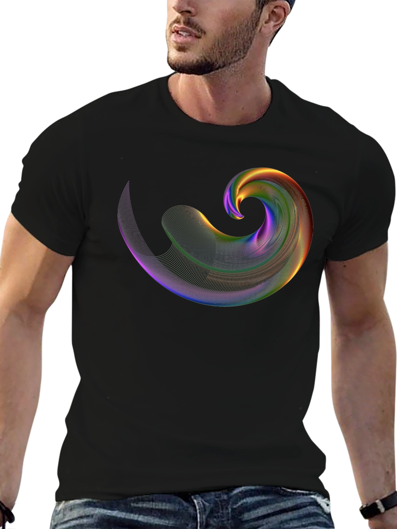 Abstract Swirl Graphic Tee - Mens Black T-Shirt