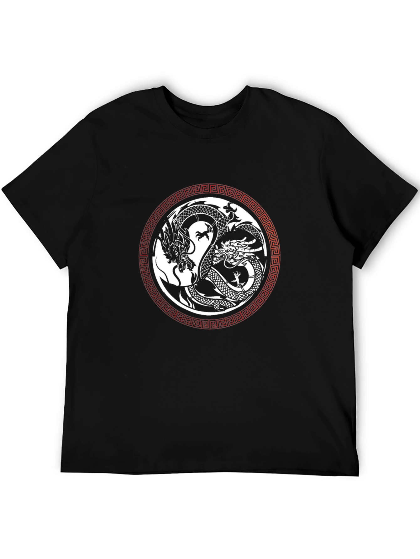 Yin Yang Dragons Graphic Tee - Black