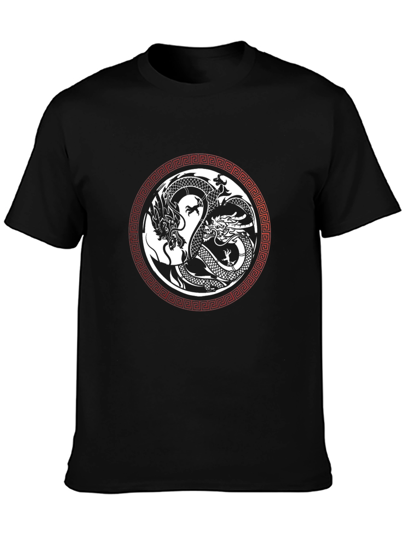 Yin Yang Dragons Graphic Tee - Black