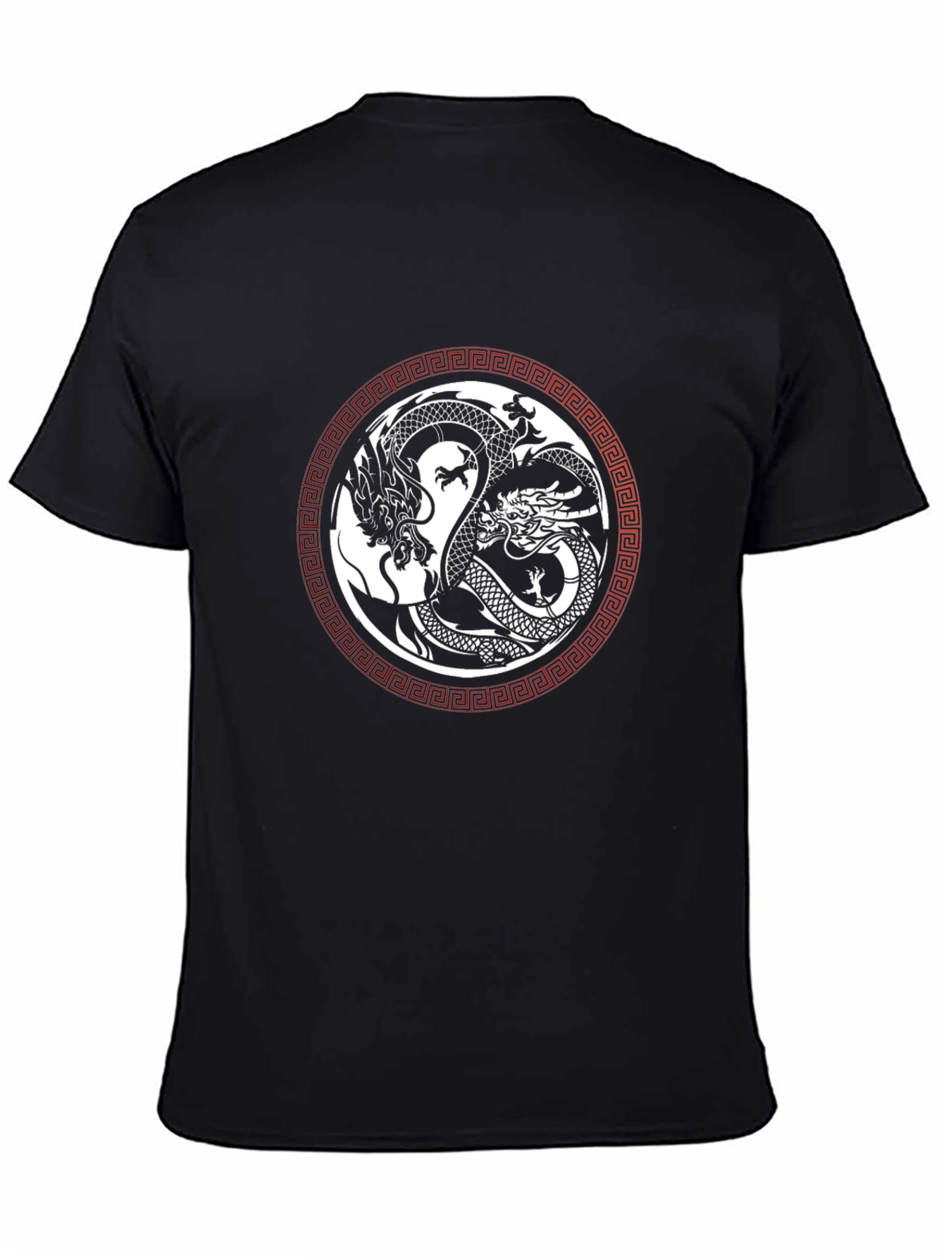 Yin Yang Dragons Graphic Tee - Black