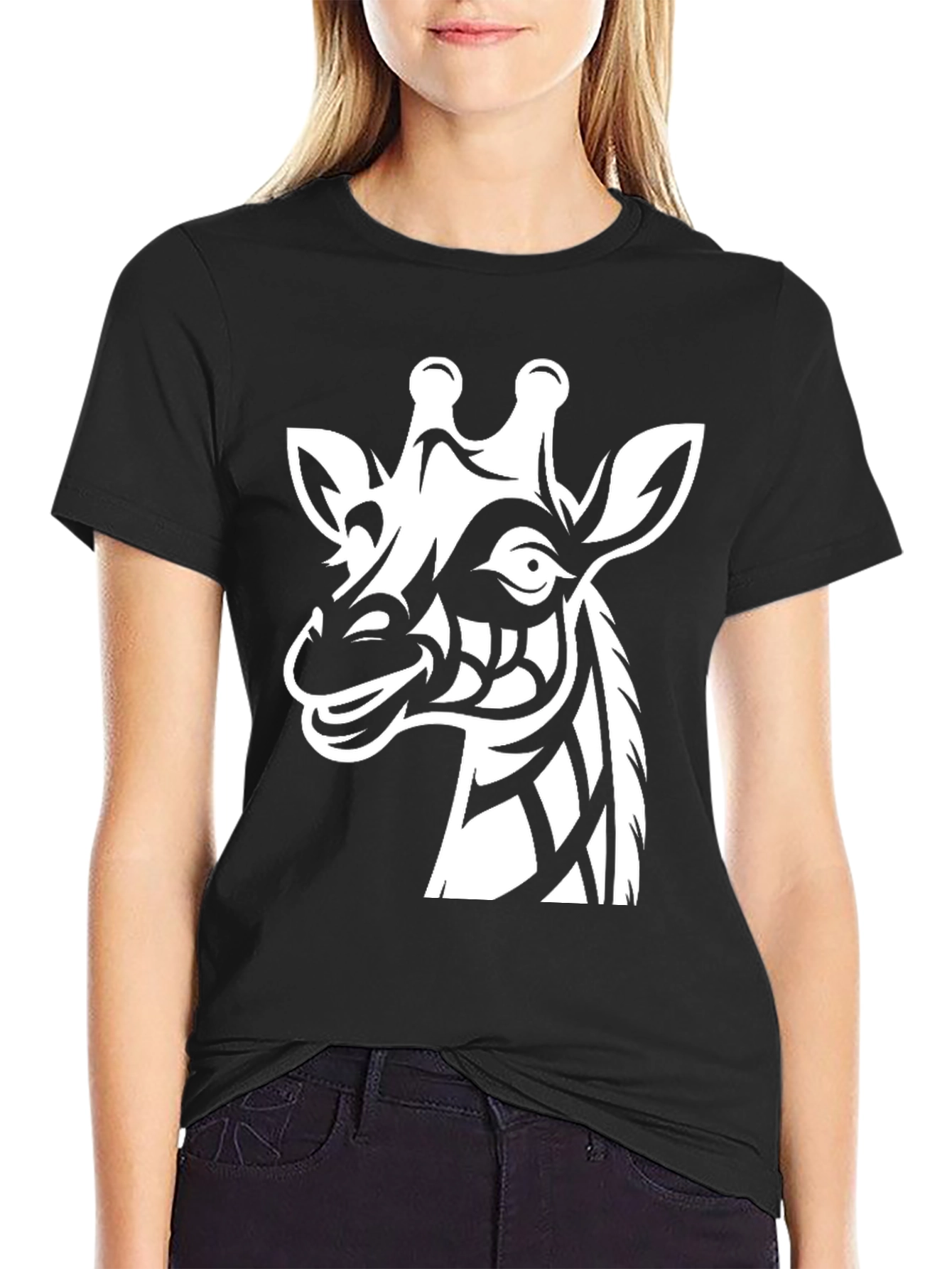 Giraffe Tribal Graphic Tee - Mens Black Shirt