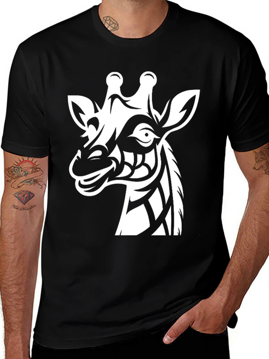Giraffe Tribal Graphic Tee - Mens Black Shirt