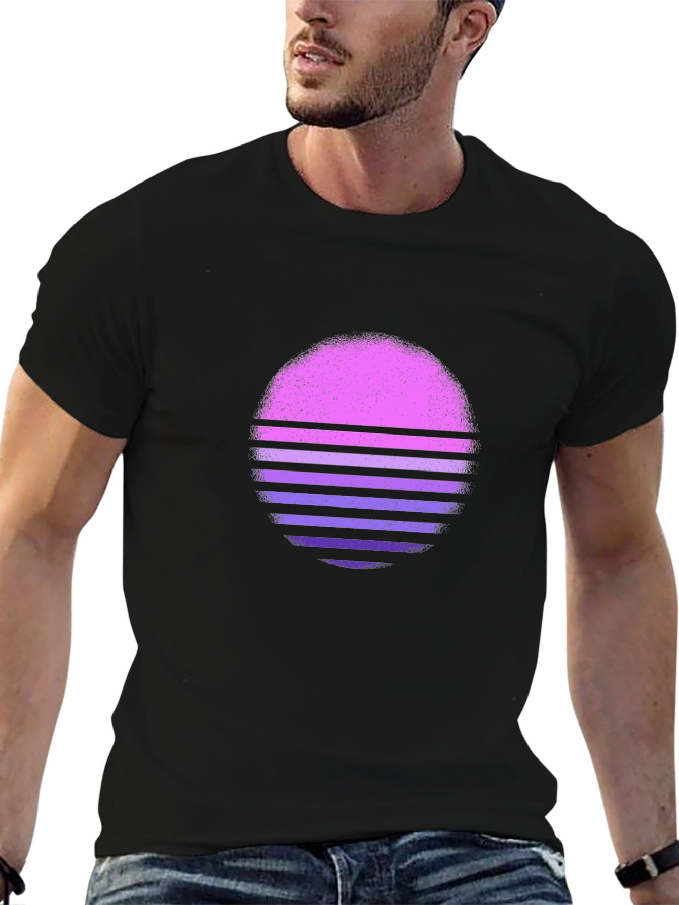 Retro Sunset Graphic Tee - Black T-Shirt