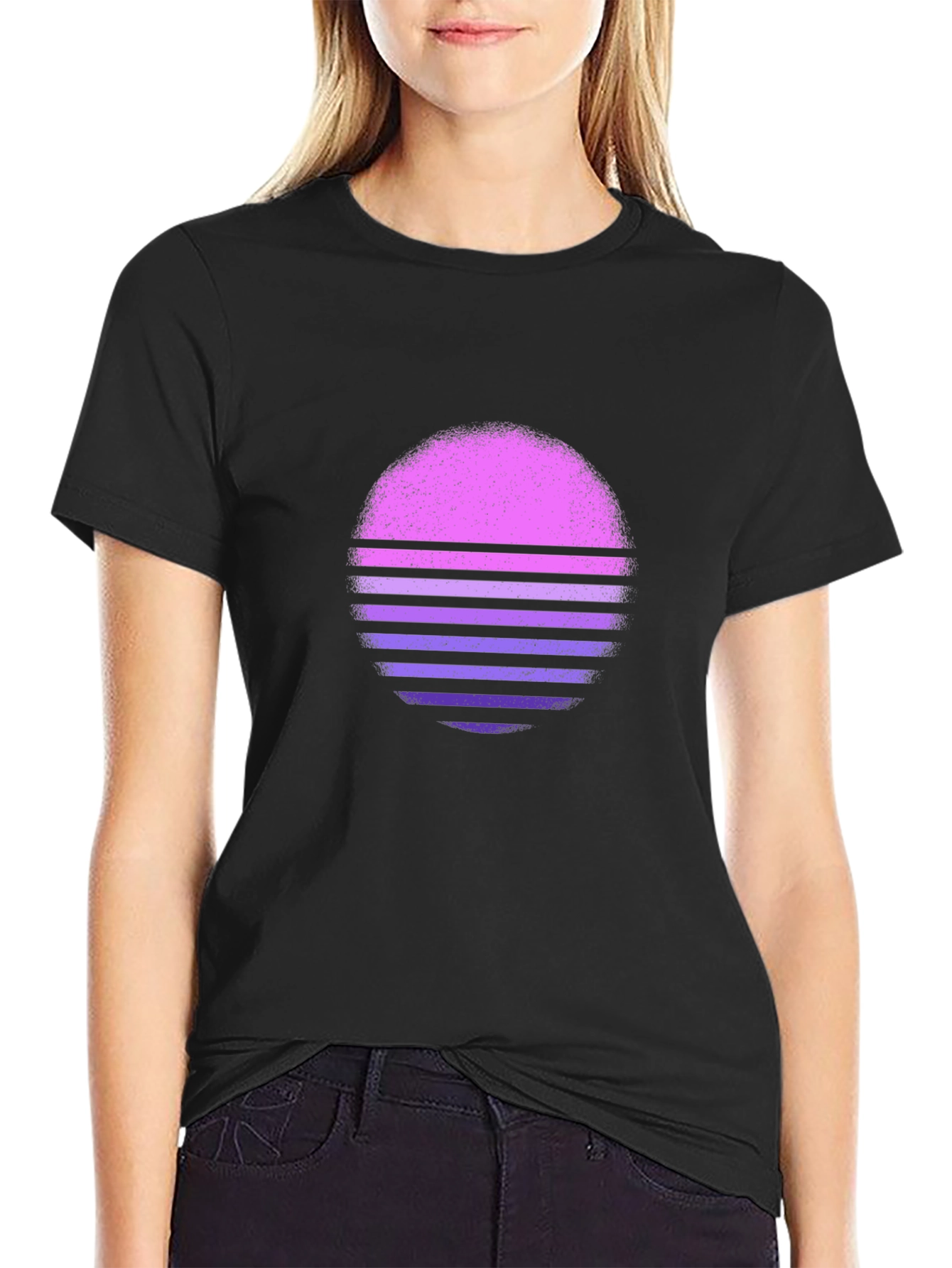 Retro Sunset Graphic Tee - Black T-Shirt