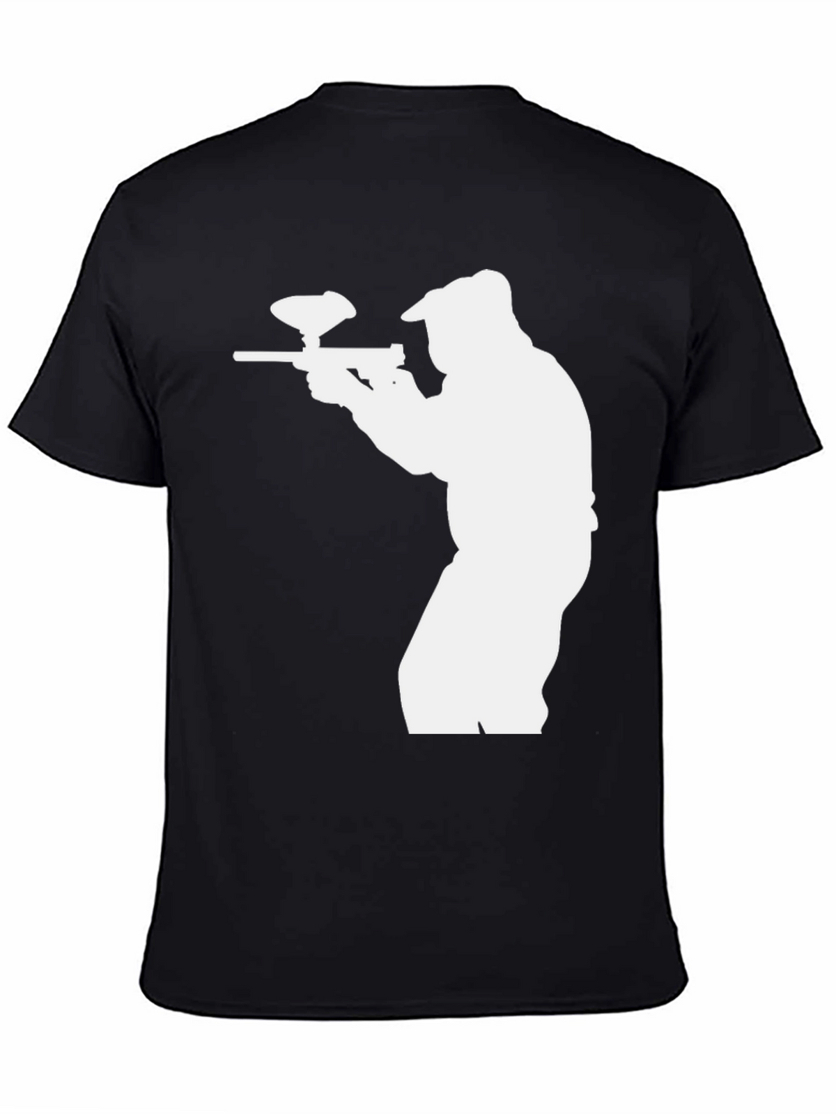 Paintball Player Graphic T-Shirt - Black Cotton