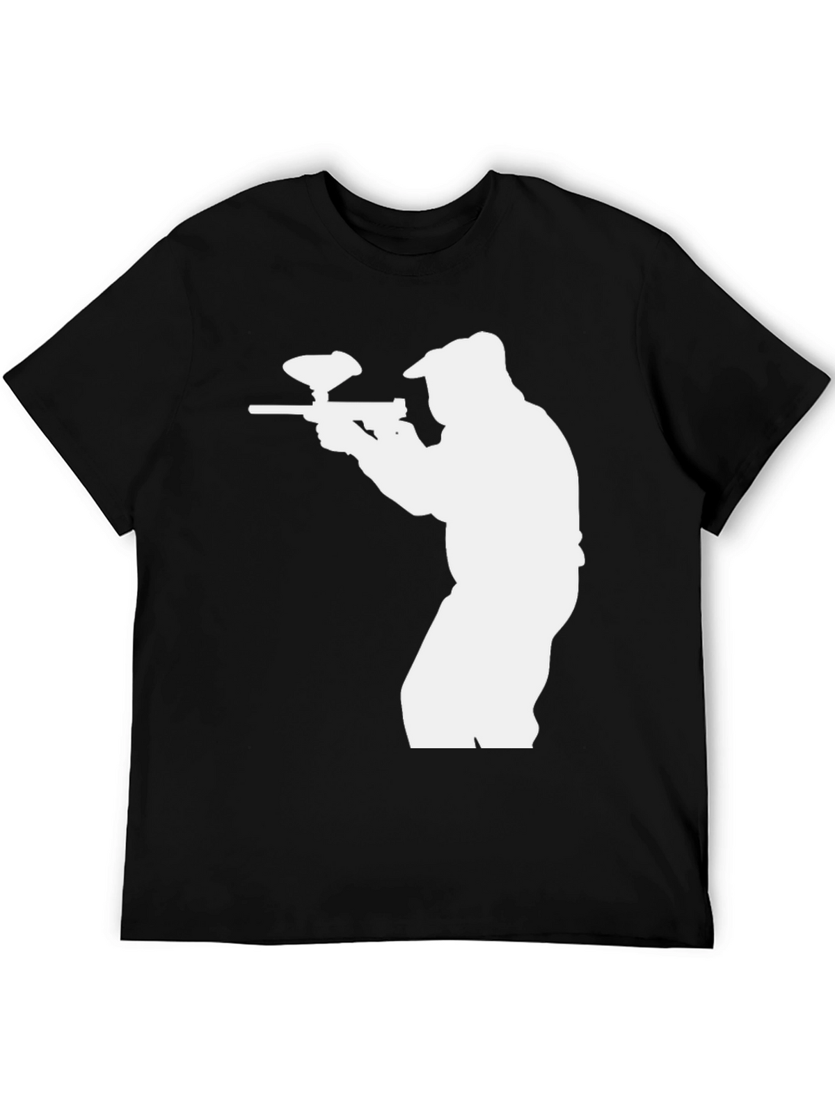 Paintball Player Graphic T-Shirt - Black Cotton