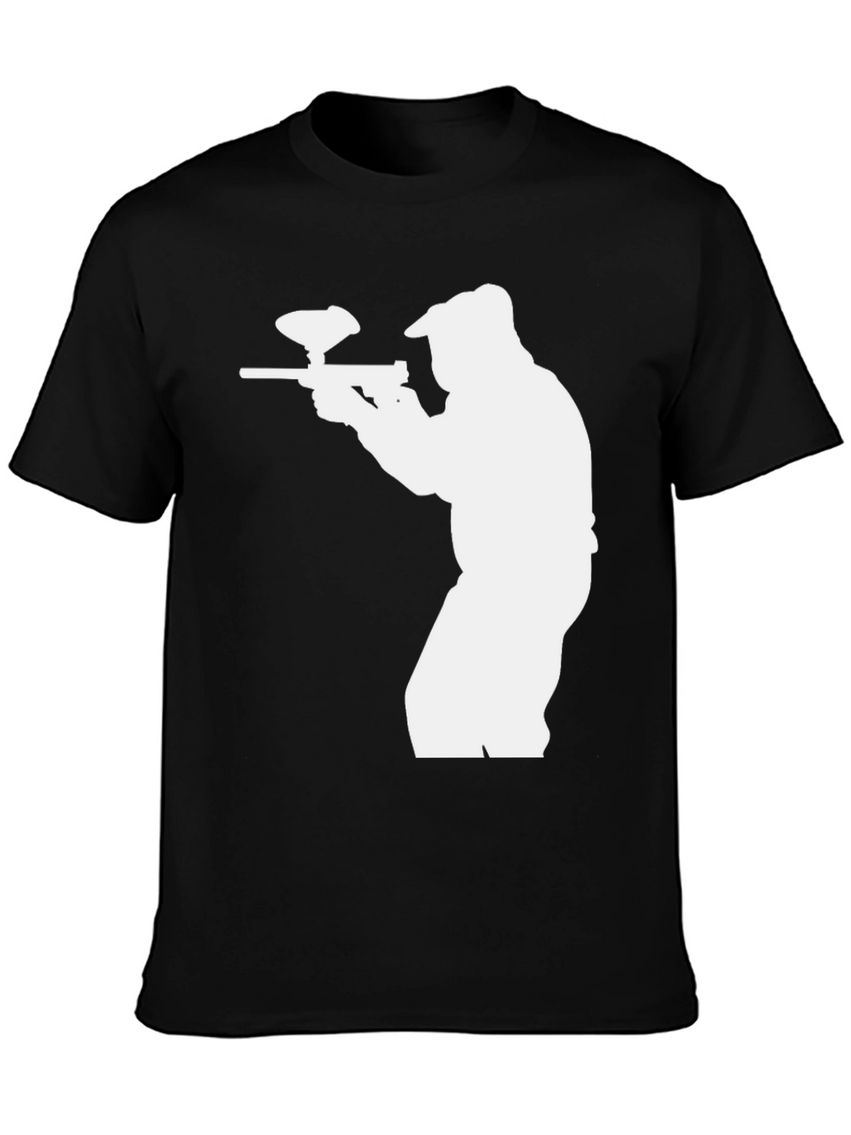 Paintball Player Graphic T-Shirt - Black Cotton