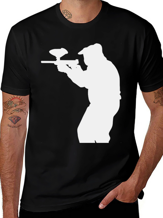 Paintball Player Graphic T-Shirt - Black Cotton